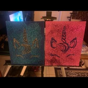 Glitter unicorn paintings(3) All 8X10